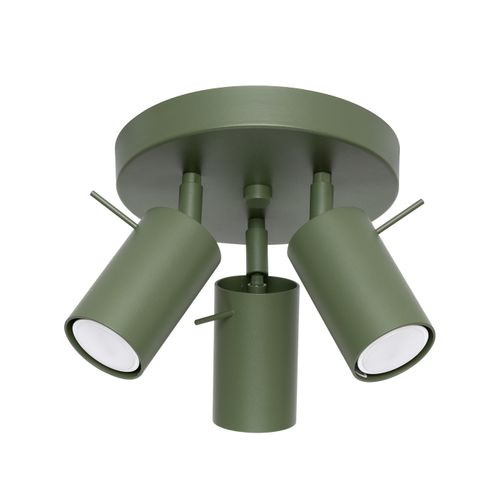 Plafonnier Acier Vert Olive Gu10 3 Ring