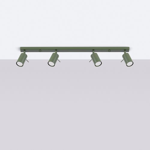 Plafonnier Acier Vert Olive Gu10 4 Ring