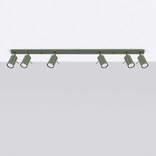 Plafonnier Acier Vert Olive Gu10 6 Ring