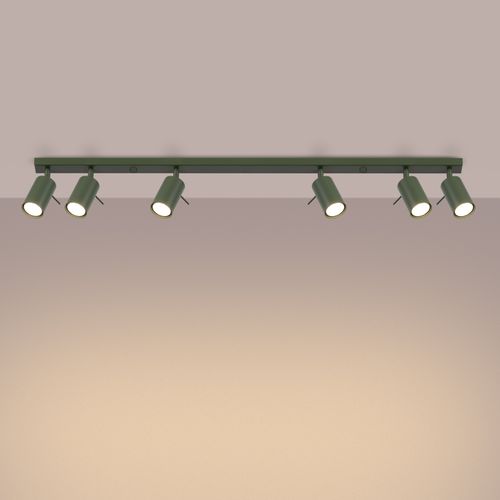 Plafonnier Acier Vert Olive Gu10 6 Ring