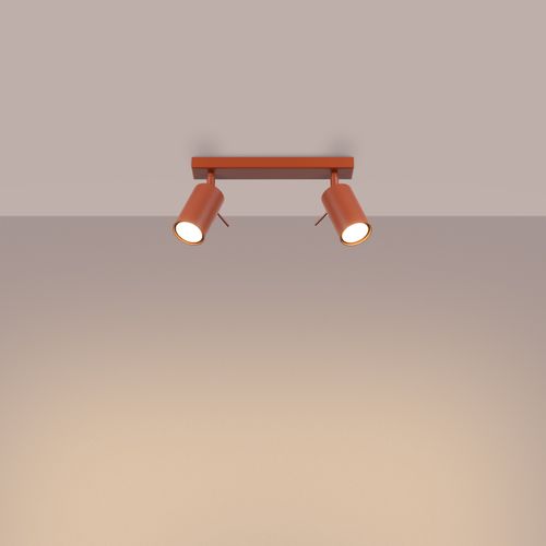 Plafonnier Acier Ocre Rouge Gu10 2 Ring