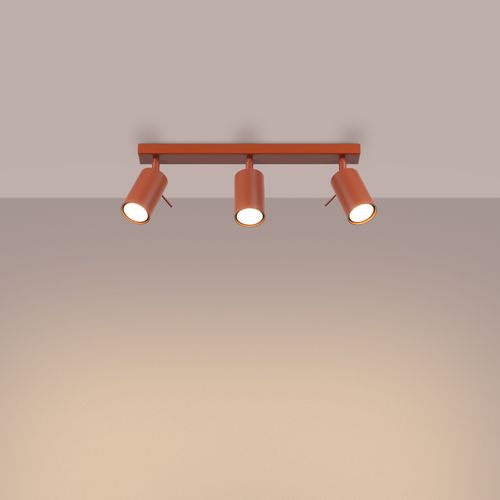 Plafonnier Acier Ocre Rouge Gu10 3 Ring Line