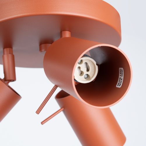 Plafonnier Acier Ocre Rouge Gu10 3 Ring