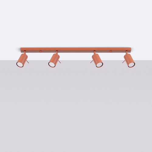 Plafonnier Acier Ocre Rouge Gu10 4 Ring