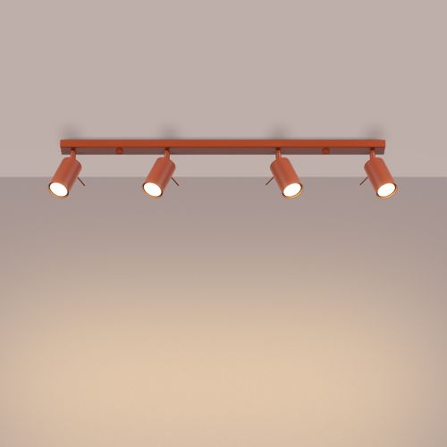 Plafonnier Acier Ocre Rouge Gu10 4 Ring