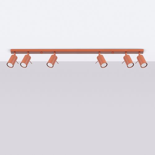 Plafonnier Acier Ocre Rouge Gu10 6 Ring