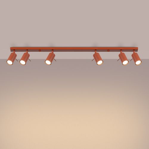 Plafonnier Acier Ocre Rouge Gu10 6 Ring