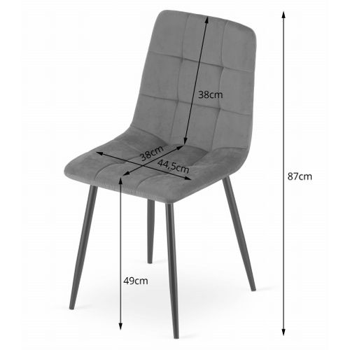 Chaise Kara - Velours Gris Foncé X 1 60x50x50