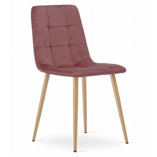 Chaise Kara - Velours Rose / Pieds Couleur Bois X 1 60x50x50