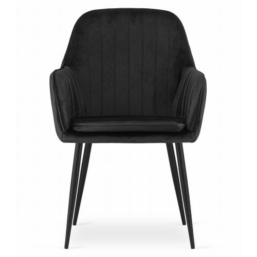 Chaise Lugo - Velours Noir / Pieds Noirs X 1 60x50x50