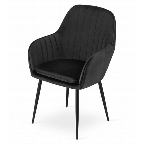 Chaise Lugo - Velours Noir / Pieds Noirs X 1 60x50x50