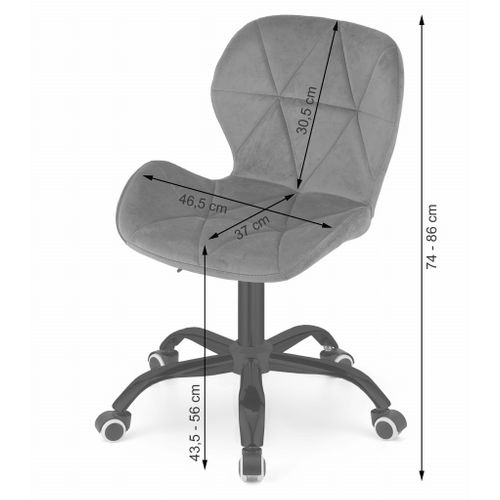 Chaise De Bureau Noto En Velours — Noir 46x46x52