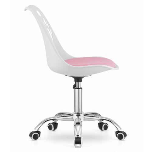 Chaise Pivotante Print - Blanc Et Rose 61x41x52