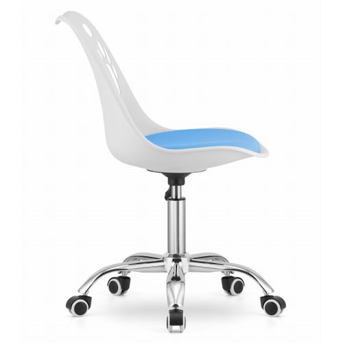 Chaise Pivotante Print - Blanc Et Bleu 61x41x52