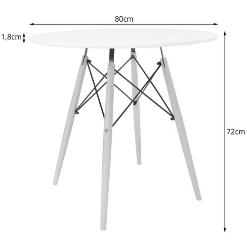 Table Todi Ronde 80 Cm - Blanc / Pieds Noirs 88x91x9
