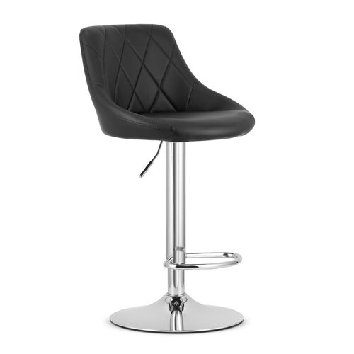 Tabouret Kast - Simili Cuir Noir/base Chromée 49x35x47