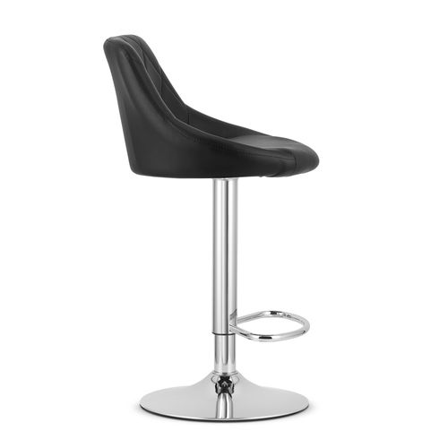 Tabouret Kast - Simili Cuir Noir/base Chromée 49x35x47