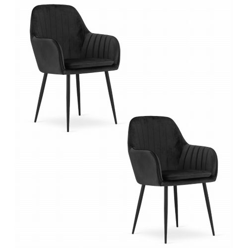 Chaise Lugo - Velours Noir / Pieds Noirs X 2 68x63x50