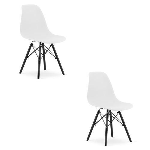 Chaise Osaka Blanche/pieds Noirs X 2 46x46x52