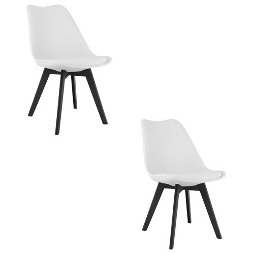 Chaise Mark - Blanc/pieds Noirs X 2 61x40x50