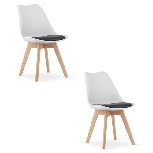 Chaise Mark Blanc Et Noir / Pieds Naturels X 2 61x40x50