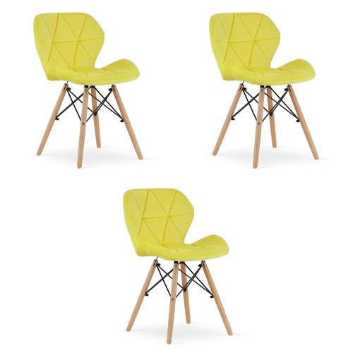 Chaise Lago Velours - Jaune X 3 60x50x50
