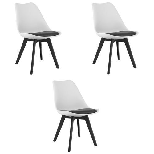 Chaise Mark Blanc Et Noir / Pieds Noirs X 3 60x50x50