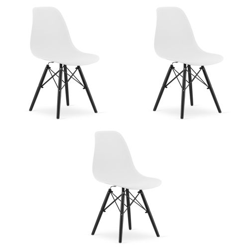 Chaise Osaka Blanche/pieds Noirs X 3 61x40x50