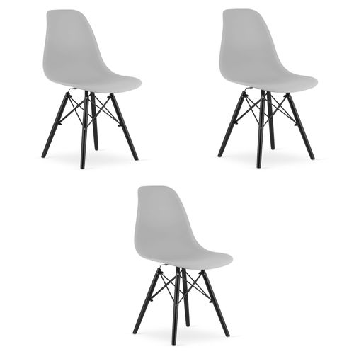 Chaise Osaka Grise/pieds Noirs X 3 61x40x50