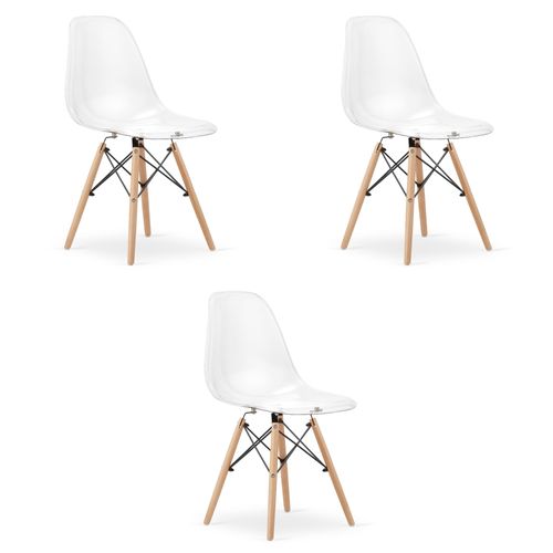 Chaises Osaka Transparentes / Pieds Bois Naturel X 3 61x40x50