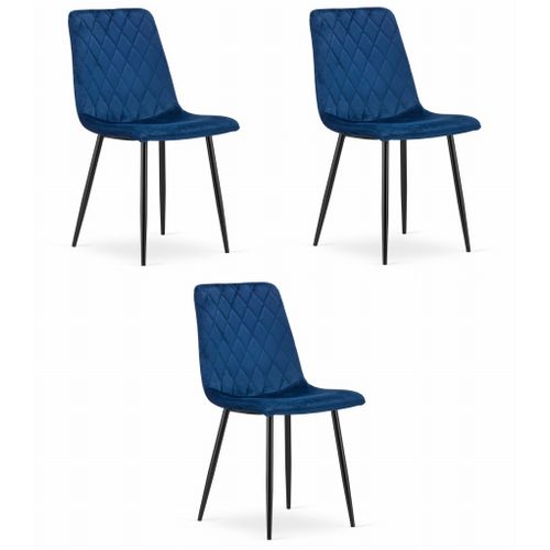 Chaise Turin - Velours Bleu Marine X 3 67x58x59