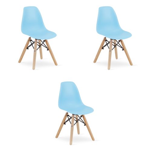 Chaise Zubi - Bleu, Lot De 3 41x36x33