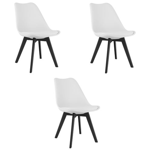 Chaise Mark - Blanc/pieds Noirs X 3 60x50x50