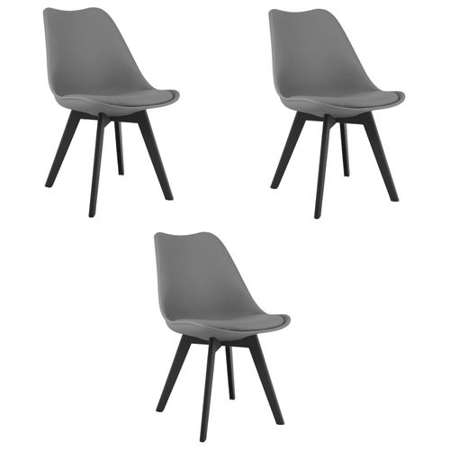 Chaise Mark - Gris Graphite/pieds Noirs X 3 60x50x50