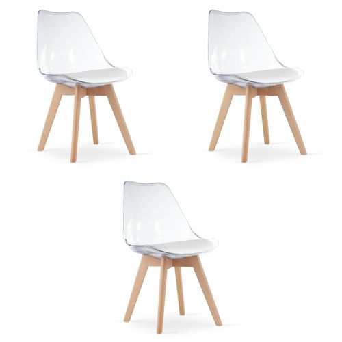 Chaise Mark - Transparentes / Pieds En Hêtre Naturel X 3 60x50x50
