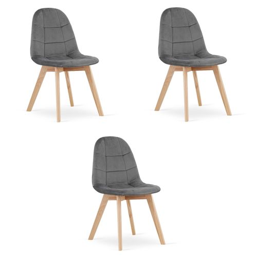 Chaise Bora - Velours Gris Foncé X 3 60x50x50