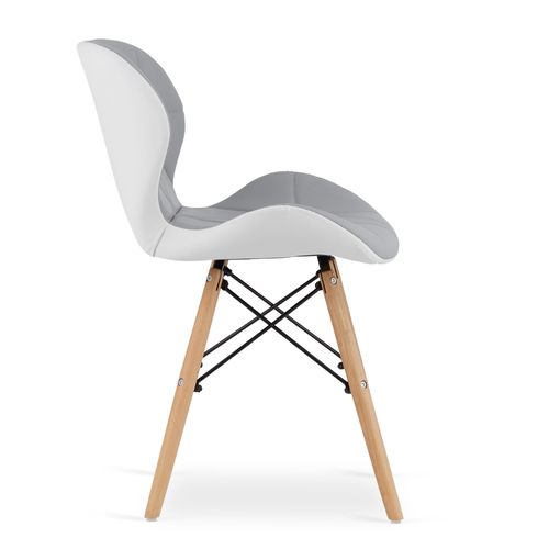 Chaise Lago Similicuir - Gris Et Blanc X 3 60x50x50