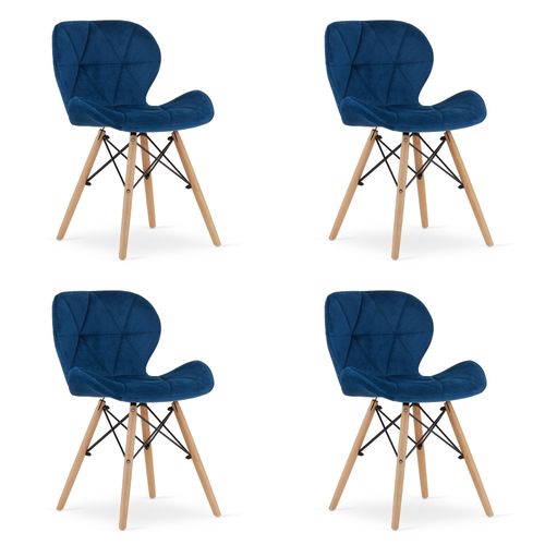 Chaise Lago Velours - Bleu Marine X 4 60x50x50