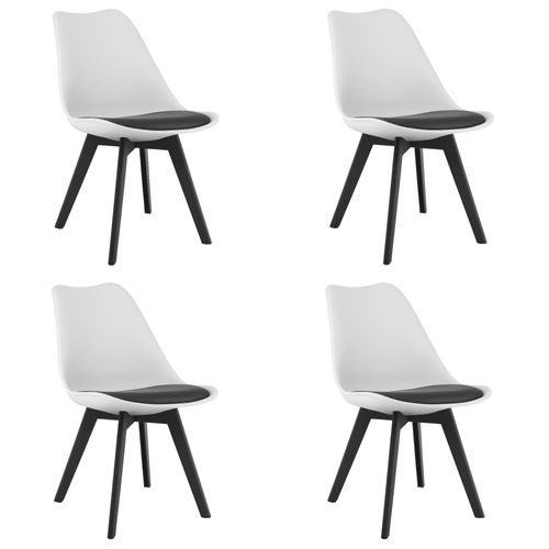 Chaise Mark Blanc Et Noir / Pieds Noirs X 4 60x50x50