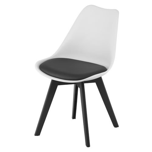 Chaise Mark Blanc Et Noir / Pieds Noirs X 4 60x50x50