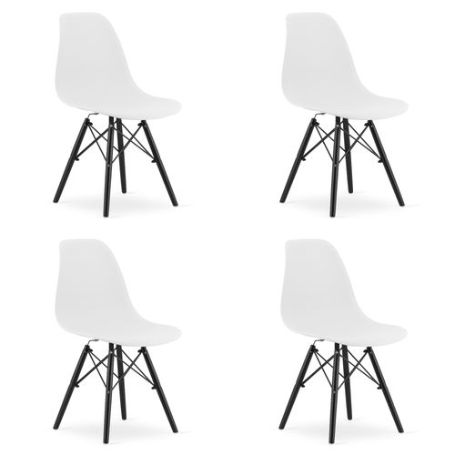 Chaise Osaka Blanche/pieds Noirs X 4 61x40x50
