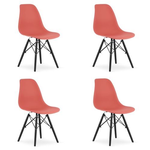 Chaise Osaka Vermillon / Pieds Noirs X 4 61x40x50