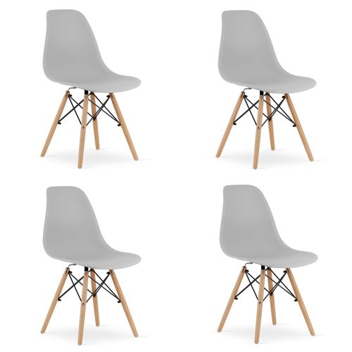 Chaise Osaka Gris / Pieds En Bois Naturel X 4 61x40x50