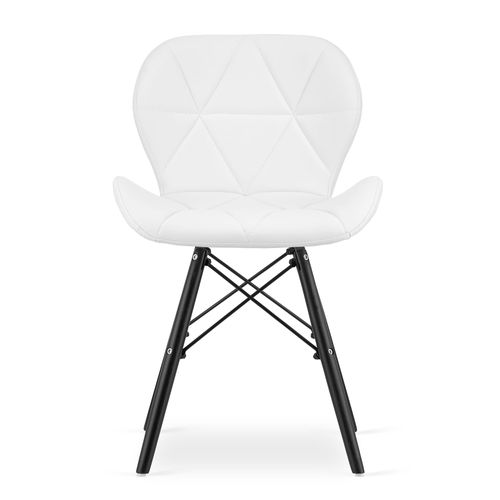 Chaise Lago Simili Cuir - Blanche/pieds Noirs X 4 60x50x50