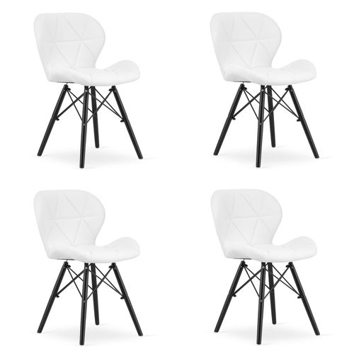 Chaise Lago Simili Cuir - Blanche/pieds Noirs X 4 60x50x50