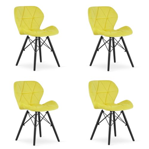 Chaise Lago Velours - Jaune/pieds Noirs X 4 60x50x50