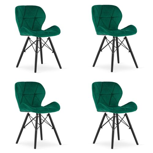 Chaise Lago Velours - Vert/pieds Noirs X 4 60x50x50