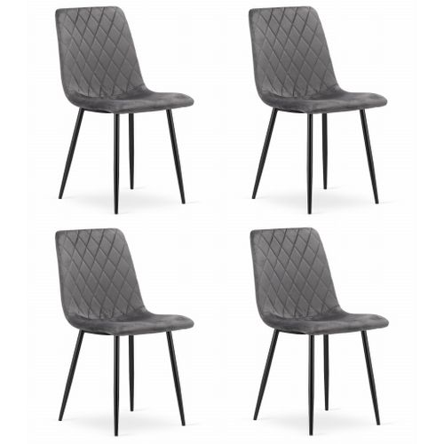 Chaise Turin - Velours Gris Foncé X 4 - 67x58x59