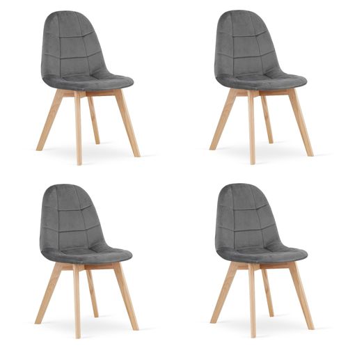 Chaise Bora - Velours Gris Foncé X 4 60x60x55