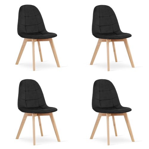 Chaise Bora - Velours Noir X 4 60x60x55